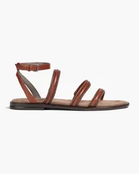 Brunello Cucinelli Bead-embellished leather sandals - Brown Brown