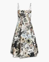 Marni Flared floral-print cotton midi dress - Neutral Neutral