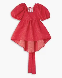 Cecilie Bahnsen Alma cutout bow-detailed gathered matelassé blouse - Red Red