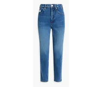 Cropped high-rise tapered jeans - Blue