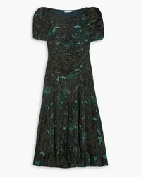 Ulla Johnson Marte printed metallic chiffon midi dress - Green Green