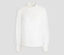 Baladine guipure lace-paneled ramie-mousseline blouse - White