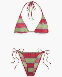 Lisa Marie Fernandez Striped cotton-blend triangle bikini - Red Red