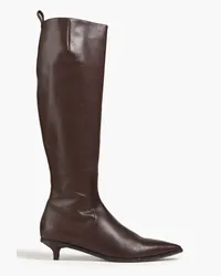 Brunello Cucinelli Bead-embellished leather knee boots - Brown Brown