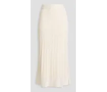 Crochet-knit midi skirt - White