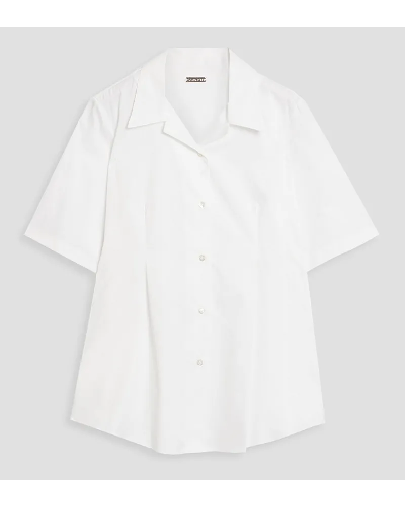 Pleated cotton-poplin shirt - White