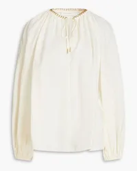 Zimmermann Chain-trimmed gathered linen blouse - White White