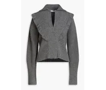 Ruffled ribbed wool sweater - Gray