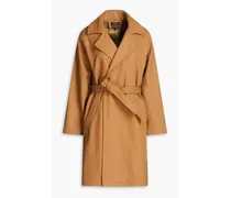 Belted wool-blend felt coat - Brown