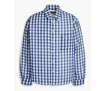 Embroidered checked crepe overshirt - Blue