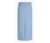 Cotton-blend twill midi skirt - Blue