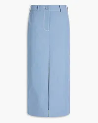 Anna Quan Cotton-blend twill midi skirt - Blue Blue