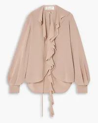 Victoria Beckham Ruffled silk crepe de chine blouse - Neutral Neutral