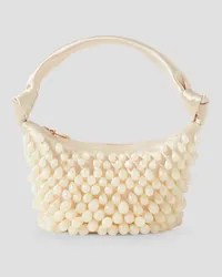 Cult Gaia Gia beaded satin shoulder bag - White White