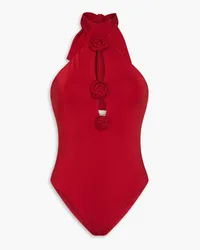 Magda Butrym Cutout cupro halterneck bodysuit - Red Red