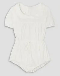 Maison Margiela Gathered belted cotton-poplin bodysuit - White White