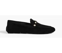 Allpearls embellished suede loafers - Black