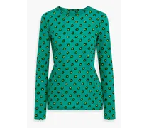 Leopard-print cotton-jersey top - Green