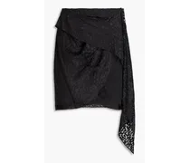 Draped fil coupé-satin mini skirt - Black