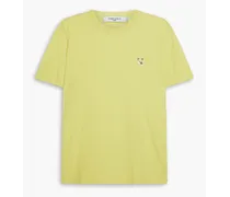 Appliquéd cotton-jersey T-shirt - Yellow