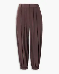 tibi Pleated silk tapered pants - Brown Brown