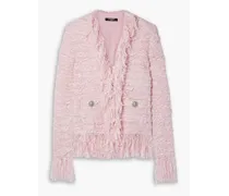 Fringed metallic bouclé-tweed jacket - Pink