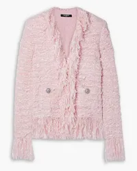 Balmain Fringed metallic bouclé-tweed blazer - Pink Pink