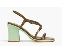 Two-tone leather sandals - Green