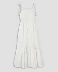 Sea Willa smocked pleated cotton-poplin midi dress - White White