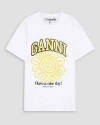 Ganni Printed cotton-jersey T-shirt - White White