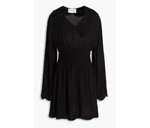 Shirred crepe mini dress - Black