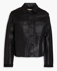 L'Agence Janelle glittered coated denim jacket - Black Black