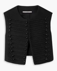 Stella McCartney Cropped embroidered button-embellished wool vest - Black Black