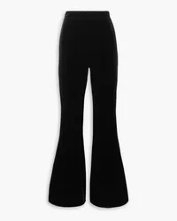 Ganni Stretch-velvet flared pants - Black Black