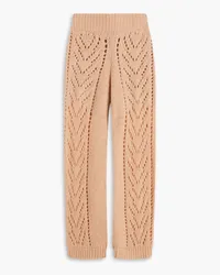 RED Valentino Cropped pointelle-knit straight-leg pants - Neutral Neutral