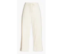 Cropped French cotton-terry track pants - White