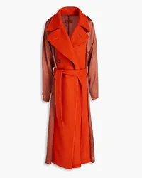 Maison Margiela Satin-paneled wool-felt trench coat - Orange Orange