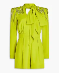 Zuhair Murad Embellished cady playsuit - Green Green