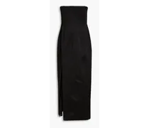 Strapless duchesse satin maxi dress - Black