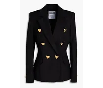 Double-breasted cotton-blend blazer - Black