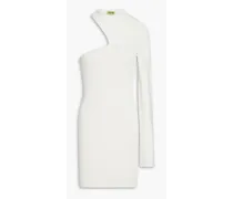 Tinino one-shoulder cutout ribbed-knit mini dress - White