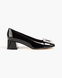 Sergio Rossi Crystal-embellished patent-leather pumps - Black Black