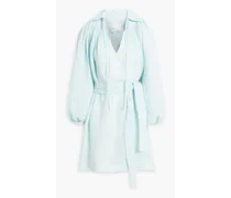 Linen-blend gauze mini dress - Blue