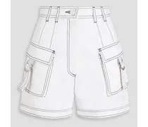 Topstitched denim shorts - White