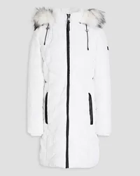 DKNY Faux fur-trimmed quilted shell hooded coat - White White