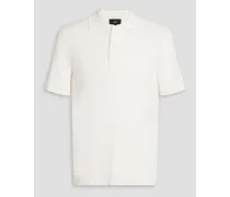 Ribbed mulberry silk polo shirt - White