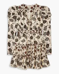 Ulla Johnson Winsor ruffled floral-print cotton-blend voile mini dress - Neutral Neutral