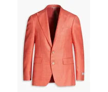 Wool, silk and linen-blend tweed blazer - Orange