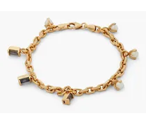 24-karat gold-plated, faux pearl and labradorite bracelet - Metallic