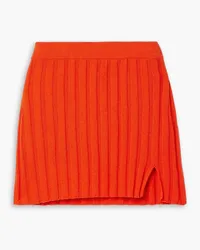 Altuzarra Amali ribbed cashmere and cotton-blend mini skirt - Orange Orange